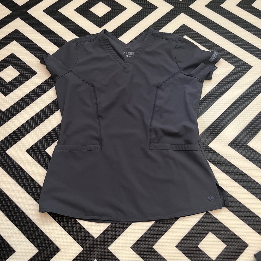 MedCouture Pewter Scrub Top sz S